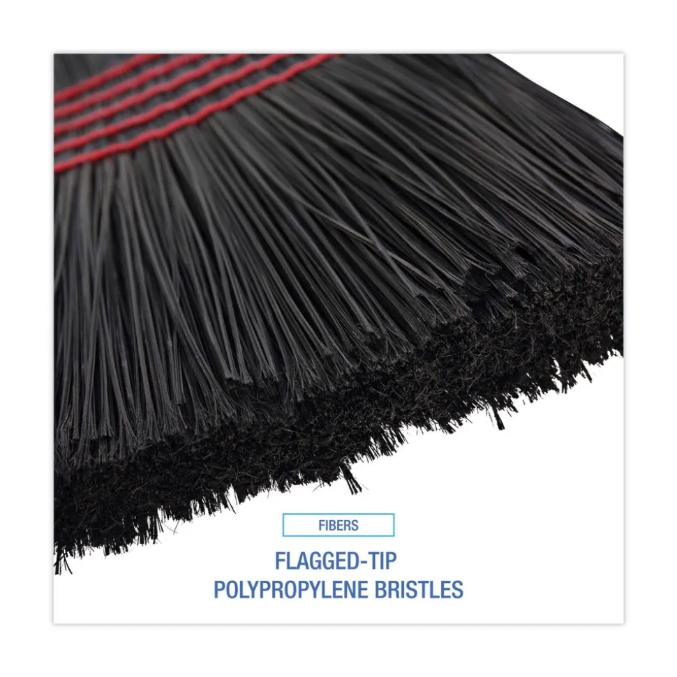 Boardwalk 10 in. x 58.5 in. Wood Handle Flagged Tip Poly Bristle Janitor Brooms - Natural/Black (1 Dozen)