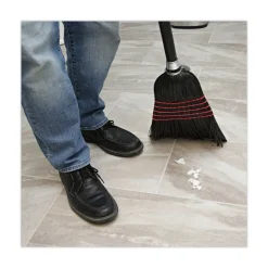 Boardwalk 10 in. x 58.5 in. Wood Handle Flagged Tip Poly Bristle Janitor Brooms - Natural/Black (1 Dozen)