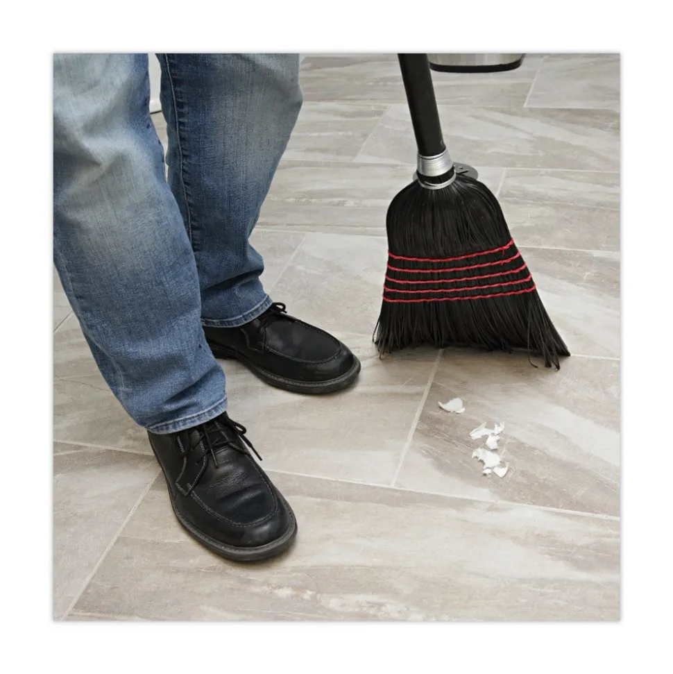 Boardwalk 10 in. x 58.5 in. Wood Handle Flagged Tip Poly Bristle Janitor Brooms - Natural/Black (1 Dozen)