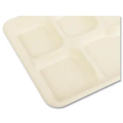 Boardwalk 8.26 in. x 0.98 in. x 10.9 in. 5-Compartment Bamboo/Sugarcane Bagasse PFAS-Free Food Tray - Tan (500/Carton)