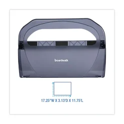 Boardwalk 17.25 in. x 3.13 in. x 11.75 in. Toilet Seat Cover Dispenser - Smoke Black