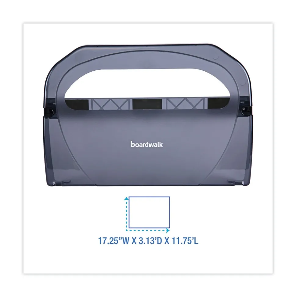 Boardwalk 17.25 in. x 3.13 in. x 11.75 in. Toilet Seat Cover Dispenser - Smoke Black