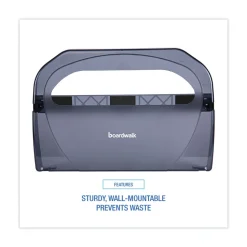 Boardwalk 17.25 in. x 3.13 in. x 11.75 in. Toilet Seat Cover Dispenser - Smoke Black