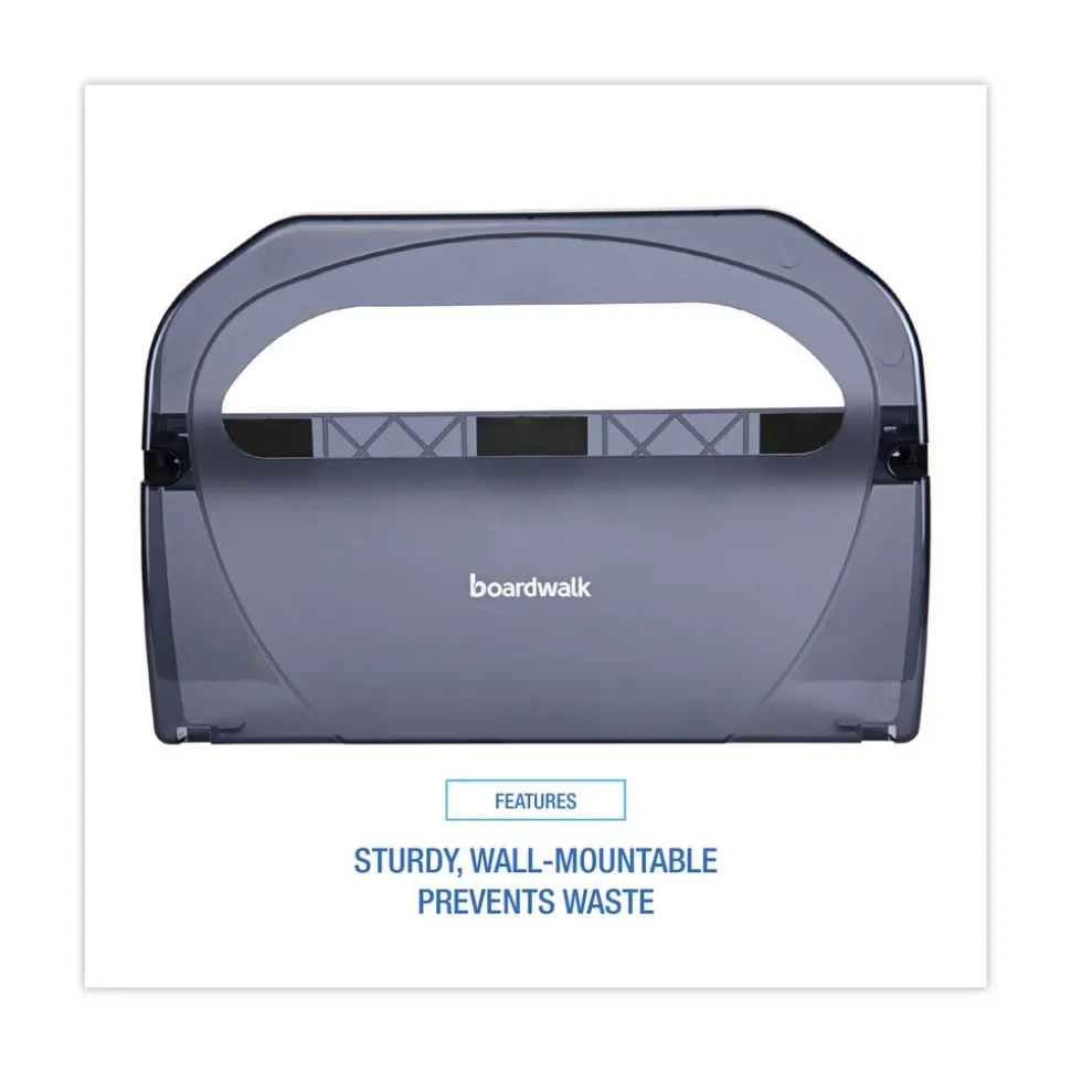 Boardwalk 17.25 in. x 3.13 in. x 11.75 in. Toilet Seat Cover Dispenser - Smoke Black