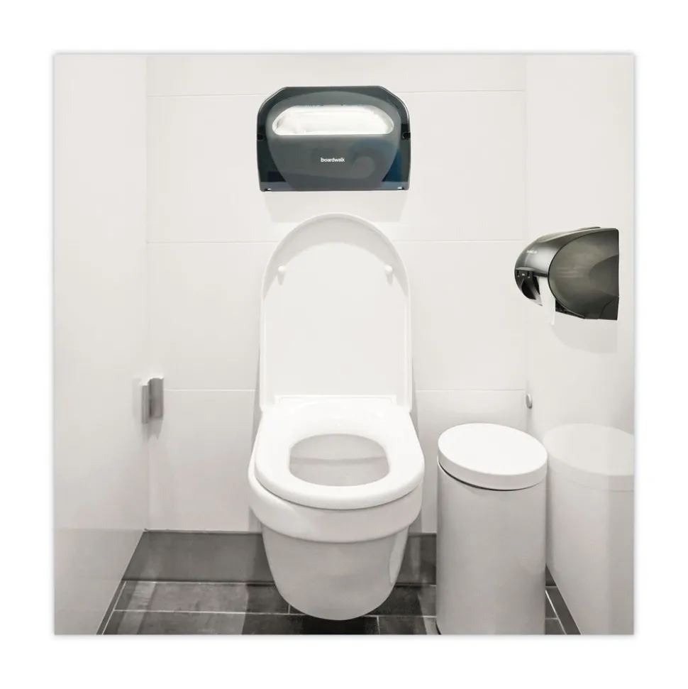 Boardwalk 17.25 in. x 3.13 in. x 11.75 in. Toilet Seat Cover Dispenser - Smoke Black
