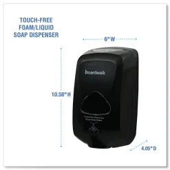 Boardwalk 6 in. x 4.05 in. x 10.58 in. 1200 mL Touch-Free Foam Soap Dispenser - Black
