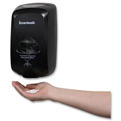 Boardwalk 6 in. x 4.05 in. x 10.58 in. 1200 mL Touch-Free Foam Soap Dispenser - Black