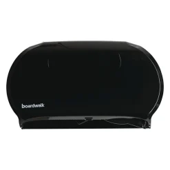 Boardwalk 20.25 in. x 6 in. x 12.25 in. Jumbo Twin Toilet Tissue Dispenser - Black