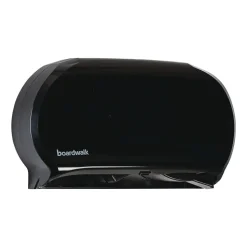 Boardwalk 20.25 in. x 6 in. x 12.25 in. Jumbo Twin Toilet Tissue Dispenser - Black
