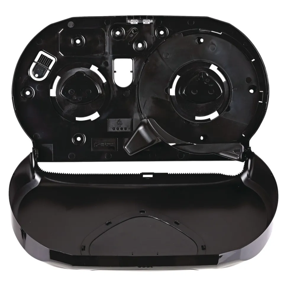 Boardwalk 20.25 in. x 6 in. x 12.25 in. Jumbo Twin Toilet Tissue Dispenser - Black