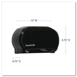 Boardwalk 13 in. x 6.75 in. x 8.75 in. Standard Twin Toilet Tissue Dispenser - Black
