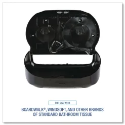 Boardwalk 13 in. x 6.75 in. x 8.75 in. Standard Twin Toilet Tissue Dispenser - Black
