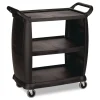 Boardwalk 18 in. x 36.25 in. x 38 in. 300 lb Capacity Plastic Bussing Cart with 3 Shelves - Black