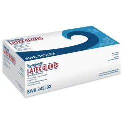 Boardwalk 4.4 mil 12 in. Long Powder-Free General-Purpose Latex Gloves - Large, Natural (100/Box)