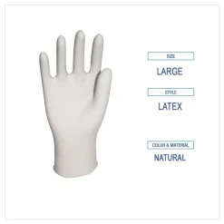 Boardwalk 4.4 mil 12 in. Long Powder-Free General-Purpose Latex Gloves - Large, Natural (100/Box)