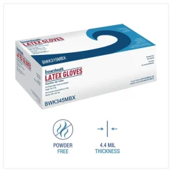 Boardwalk 4.4 mil 12 in. Long Powder-Free General-Purpose Latex Gloves - Medium, Natural (100/Box)