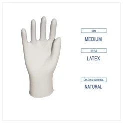 Boardwalk 4.4 mil 12 in. Long Powder-Free General-Purpose Latex Gloves - Medium, Natural (100/Box)