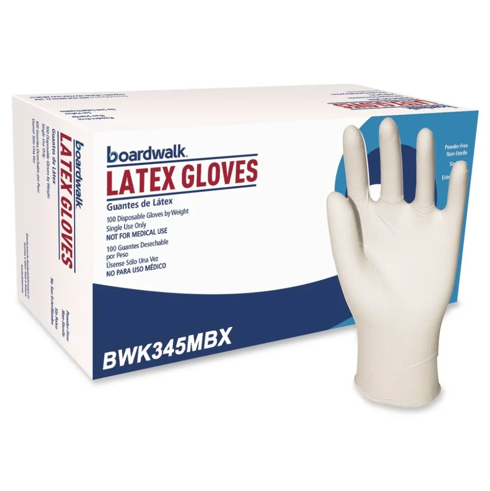 Boardwalk 4.4 mil 9.5 in. Long Powder-Free General-Purpose Latex Gloves - Medium, Natural (100/Box, 10 Boxes/Carton)