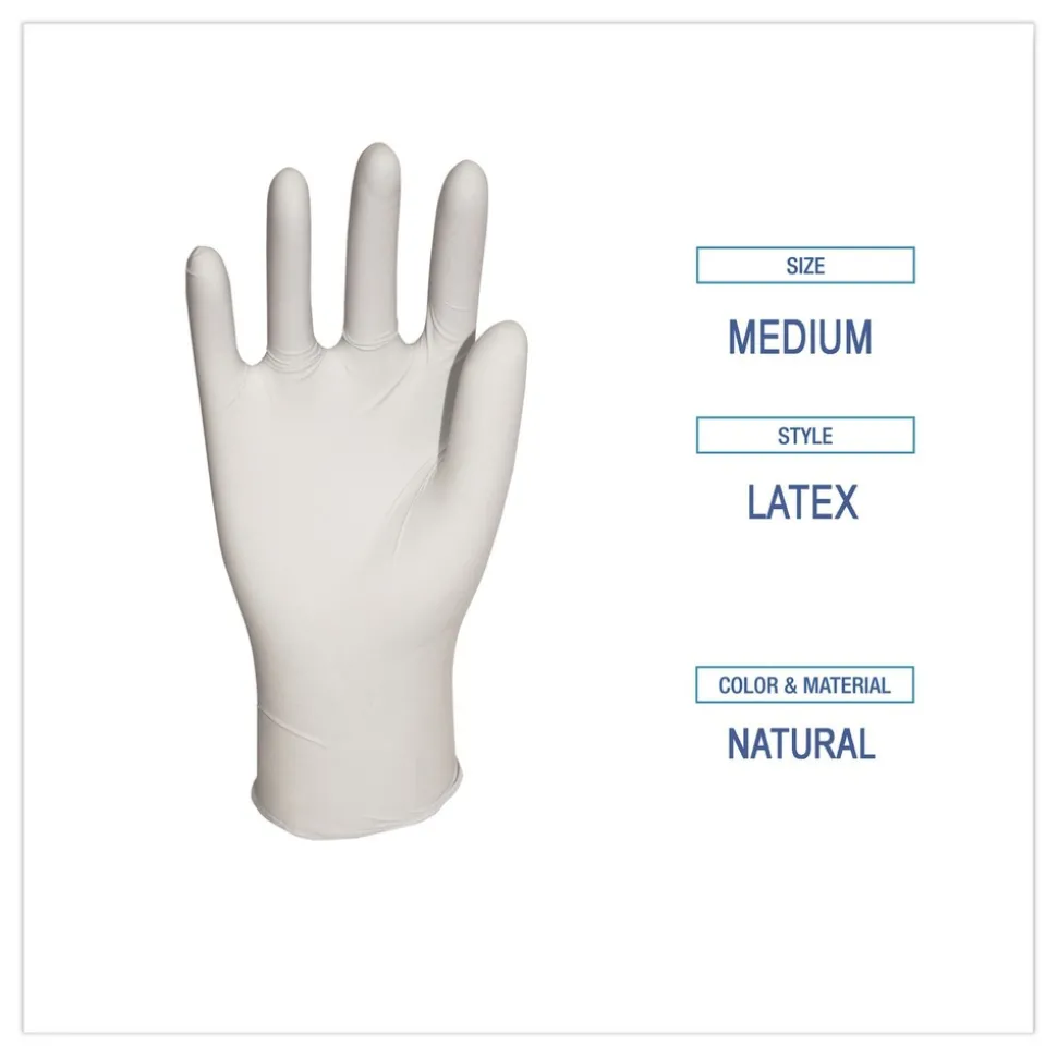 Boardwalk 4.4 mil 9.5 in. Long Powder-Free General-Purpose Latex Gloves - Medium, Natural (100/Box, 10 Boxes/Carton)