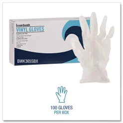 Boardwalk 2.6 mil 9.5 in. Long Powder-Free General Purpose Vinyl Gloves - Small, Clear (100/Box, 10 Boxes/Carton)