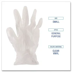 Boardwalk 2.6 mil 9.5 in. Long Powder-Free General Purpose Vinyl Gloves - Small, Clear (100/Box, 10 Boxes/Carton)