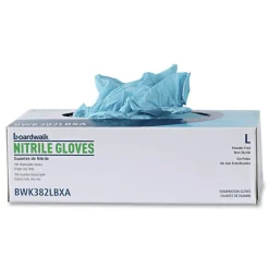 Boardwalk 5 mil 9.5 in. Long Powder-Free Disposable Examination Nitrile Gloves - Large, Blue (100/Box, 10 Boxes/Carton)