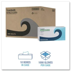 Boardwalk 5 mil 9.5 in. Long Powder-Free Disposable Examination Nitrile Gloves - Large, Blue (100/Box, 10 Boxes/Carton)