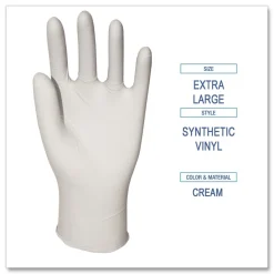 Boardwalk 4 mil 9.5 in. Long Powder-Free Synthetic Vinyl Gloves - Extra Large, Cream (100/Box, 10 Boxes/Carton)