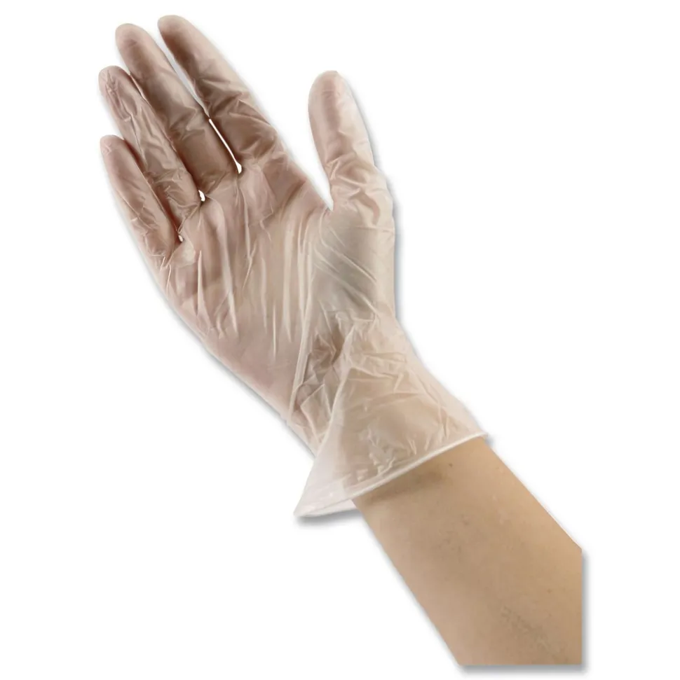 Boardwalk 2.6 mil 9.5 in. Long Powder-Free General Purpose Vinyl Gloves - Large, Clear (100/Box, 10 Boxes/Carton)