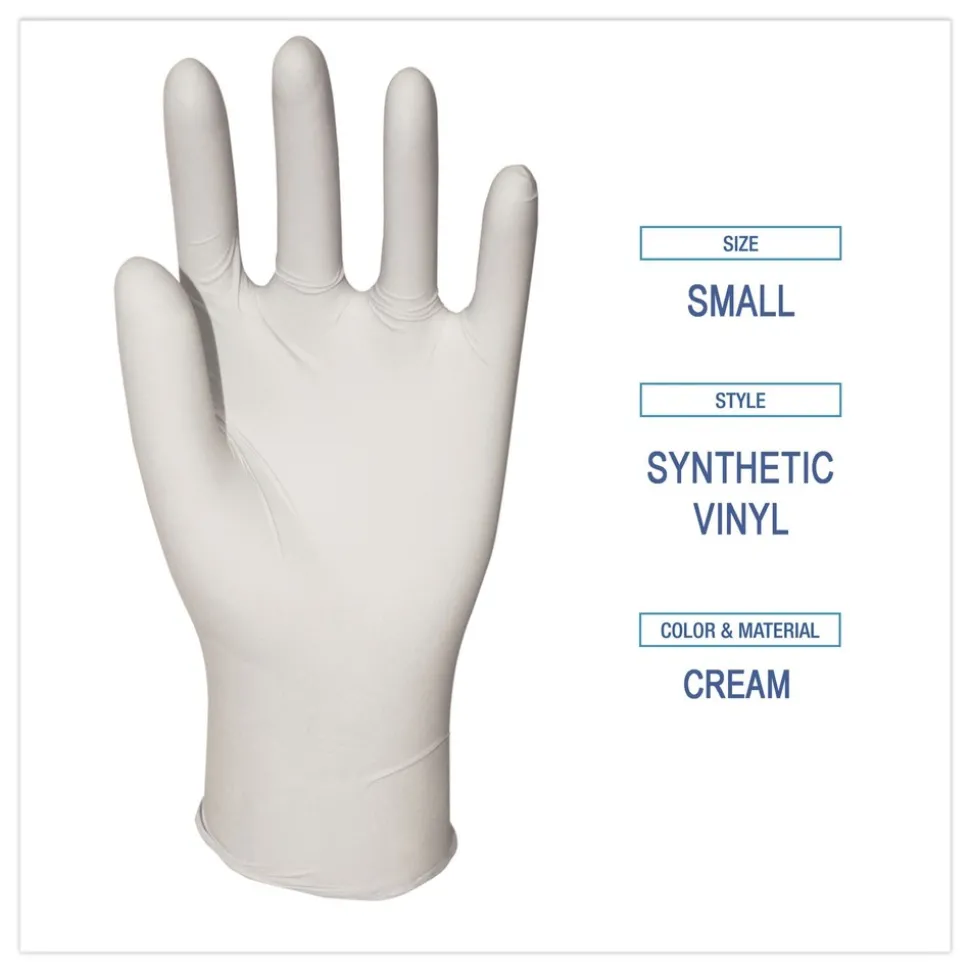 Boardwalk 4 mil 9.5 in. Long Powder-Free Synthetic Vinyl Gloves - Small, Beige (100/Box)
