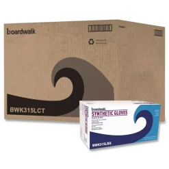 Boardwalk 4 mil 9.5 in. Long Powder-Free Synthetic Vinyl Gloves - Large, Cream (100/Box, 10 Boxes/Carton)