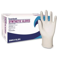 Boardwalk 4 mil 9.5 in. Long Powder-Free Synthetic Vinyl Gloves - Large, Cream (100/Box, 10 Boxes/Carton)