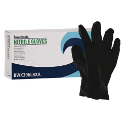 Boardwalk 4.4 mil Disposable General-Purpose Powder-Free Nitrile Gloves - Large, Black (100/Box)