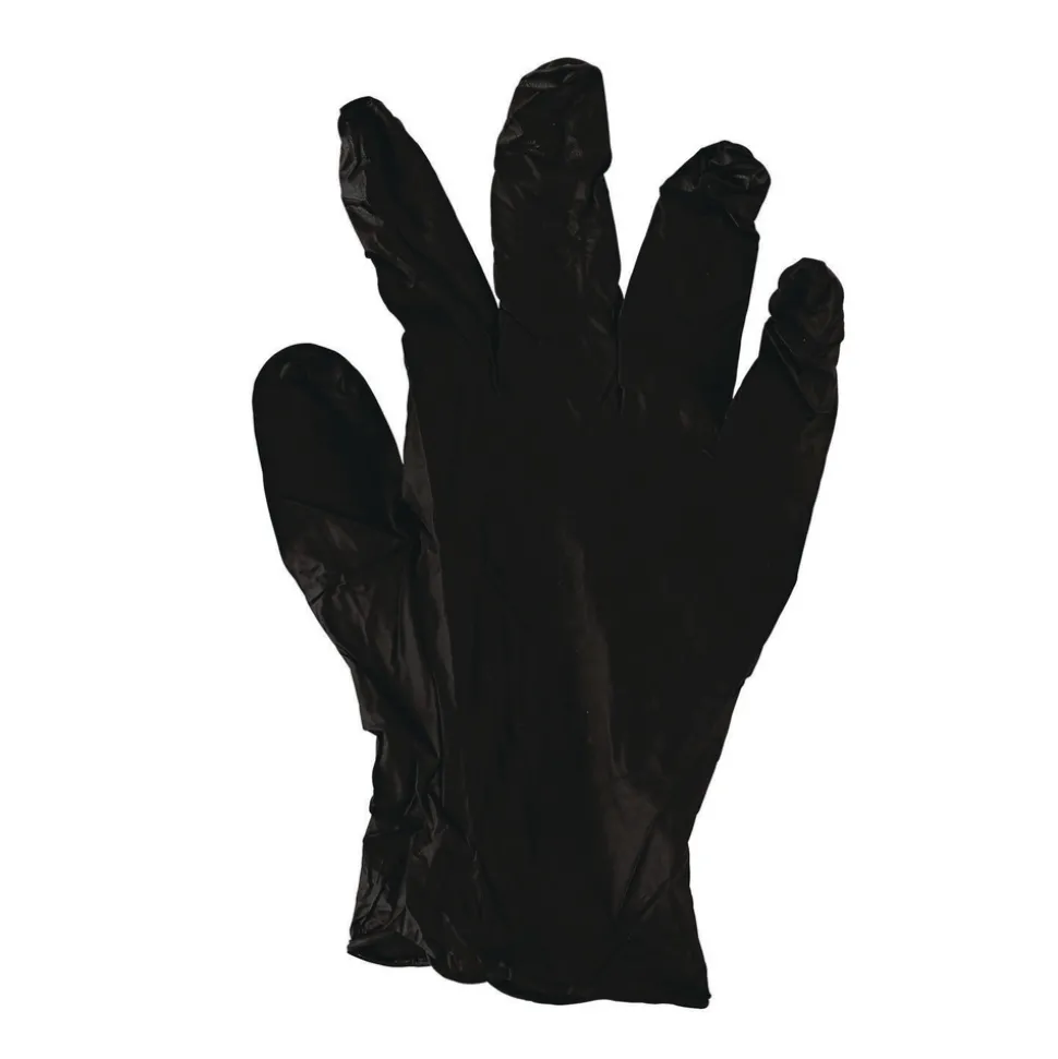 Boardwalk 4.4 mil Disposable General-Purpose Powder-Free Nitrile Gloves - Large, Black (100/Box)