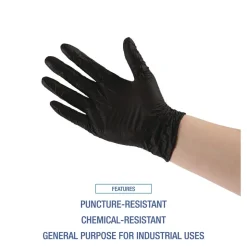 Boardwalk 4.4 mil Disposable General-Purpose Powder-Free Nitrile Gloves - Large, Black (100/Box)