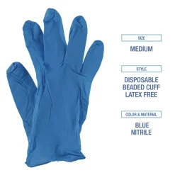 Boardwalk 5 mil. Disposable Powder-Free Nitrile Gloves - Medium, Blue (100/Box)