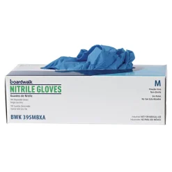 Boardwalk 5 mil. Disposable Powder-Free Nitrile Gloves - Medium, Blue (100/Box)
