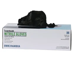 Boardwalk 4.4 mil General Purpose Powder-Free Disposable Nitrile Gloves - Medium, Black (100/Box)