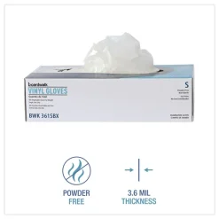 Boardwalk 3.6 mil Thick 9.5 in. Long Powder-Free Exam Vinyl Gloves - Large, Clear (100/Box, 10 Boxes/Carton)
