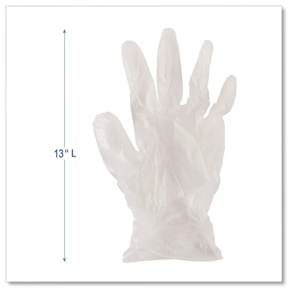 Boardwalk 2.6 mil Thick 13 in. Long Powder-Free General Purpose Vinyl Gloves - Large, Clear (100/Box)