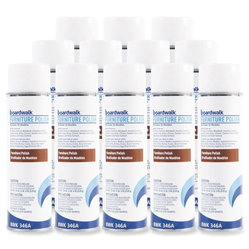 Boardwalk 19 oz. Aerosol Spray Furniture Polish - Lemon Scent (12/Carton)