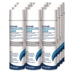 Boardwalk 18 oz. Aerosol Spray Water-in-Oil Based Stainless Steel Cleaner and Polish - Lemon Scent (12/Carton)