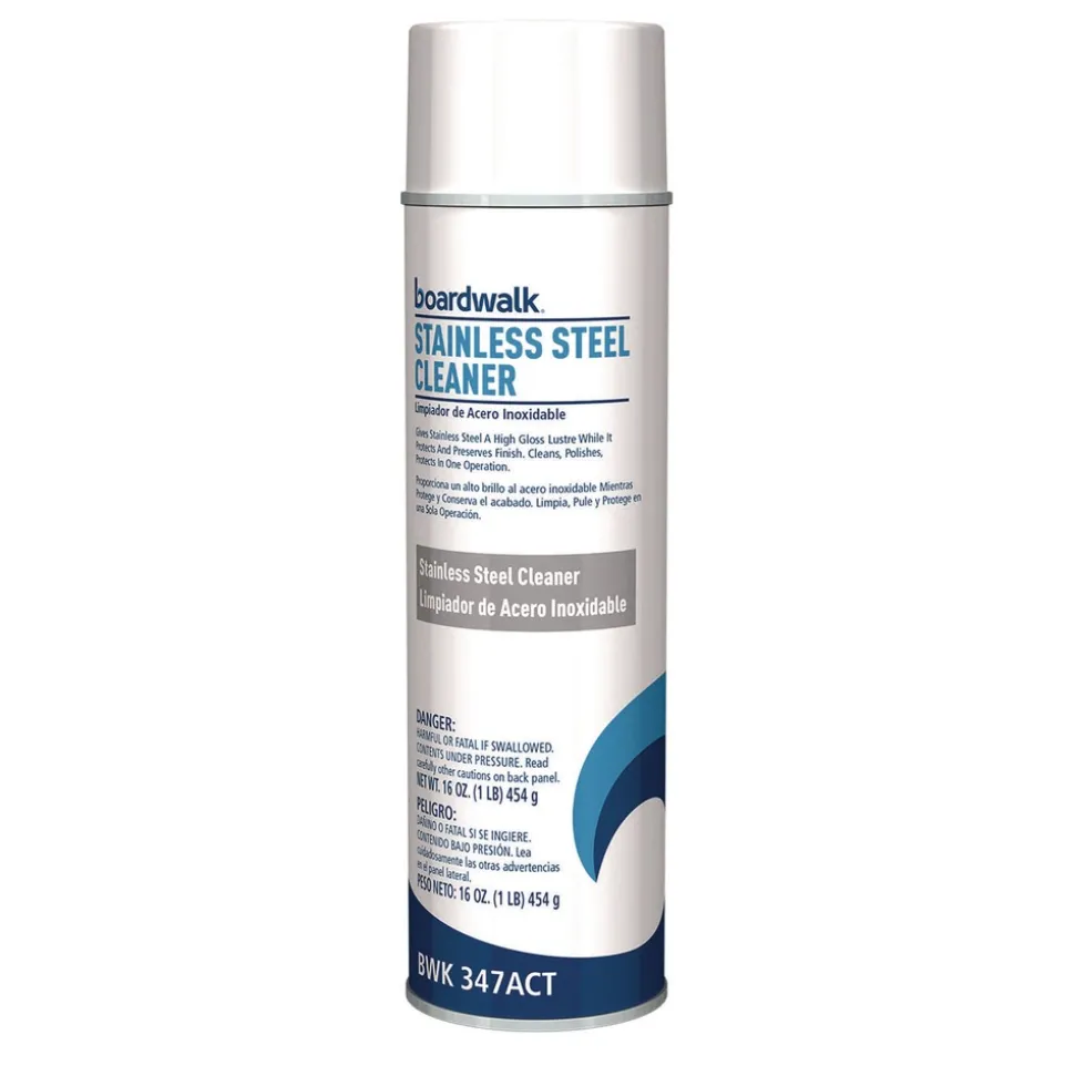 Boardwalk 18 oz. Aerosol Spray Water-in-Oil Based Stainless Steel Cleaner and Polish - Lemon Scent (12/Carton)
