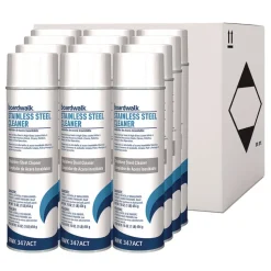 Boardwalk 18 oz. Aerosol Spray Water-in-Oil Based Stainless Steel Cleaner and Polish - Lemon Scent (12/Carton)