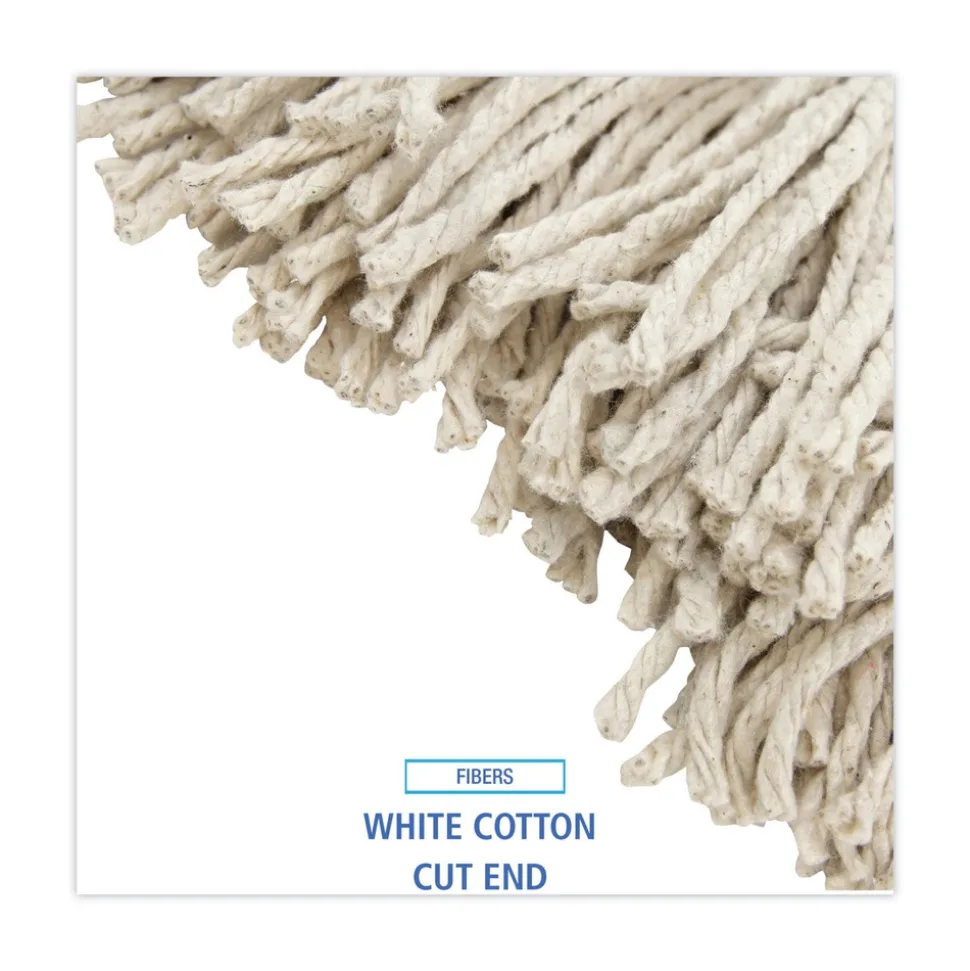 Boardwalk 16 oz. Cotton Premium Cut-End Wet Mop Heads - White (12/Carton)