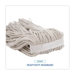 Boardwalk 16 oz. Cotton Premium Cut-End Wet Mop Heads - White (12/Carton)