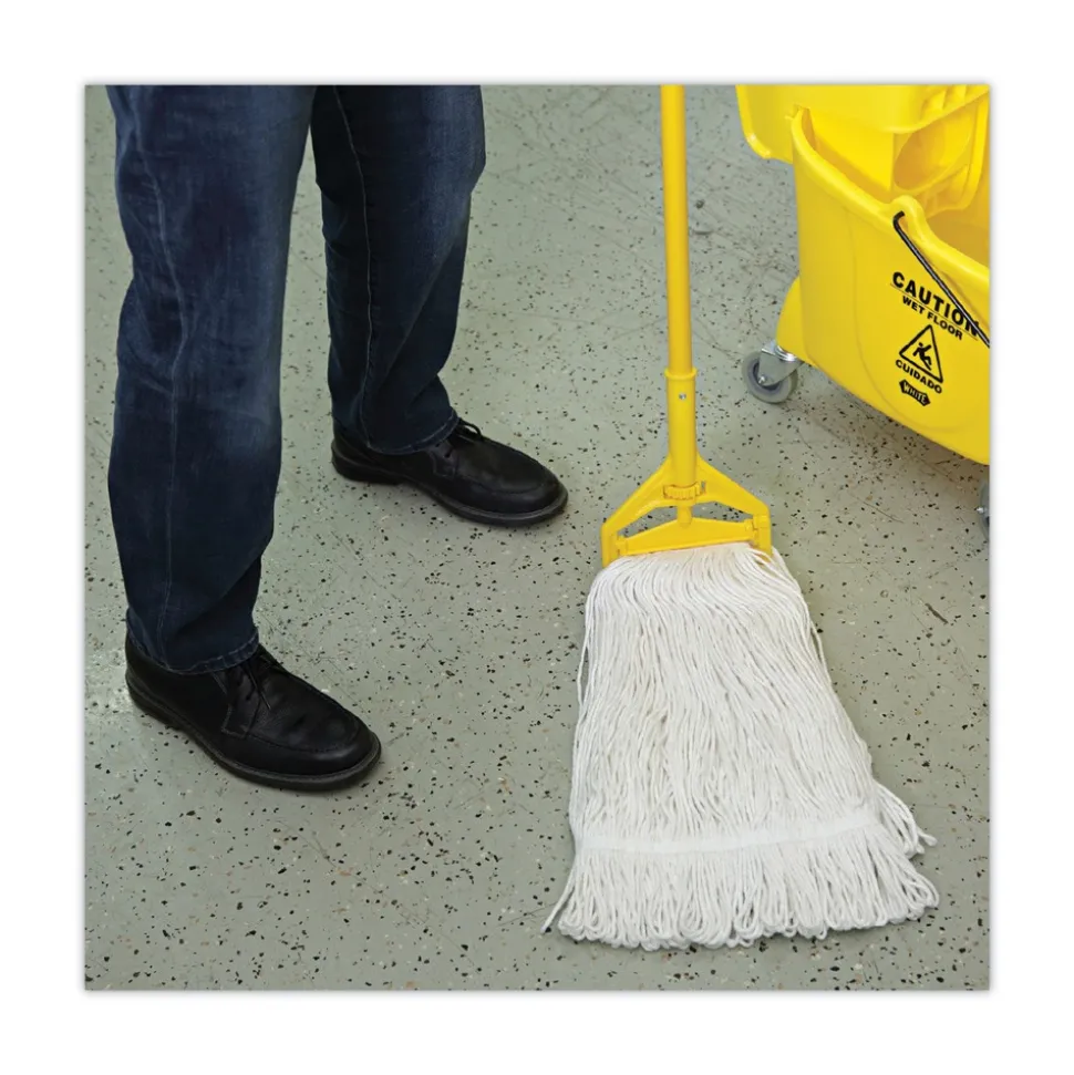 Boardwalk 16 oz. Cotton Premium Cut-End Wet Mop Heads - White (12/Carton)