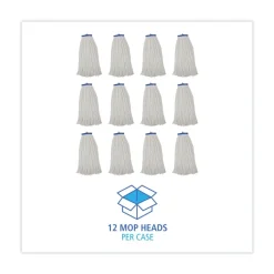 Boardwalk 24 oz. Cut-End Lie-Flat Rayon Wet Mop Head - White (12/Carton)