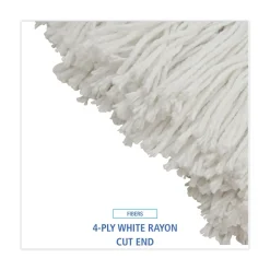 Boardwalk 24 oz. Cut-End Lie-Flat Rayon Wet Mop Head - White (12/Carton)