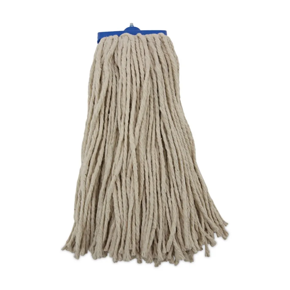 Boardwalk 16 oz. Cut-End Lie-Flat Cotton Wet Mop Head - White (12/Carton)